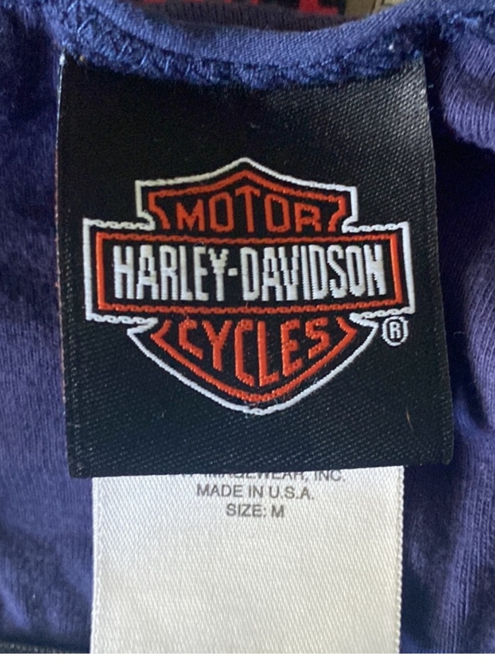Harley-Davidson Navy Paisley Print Bandana Spaghetti Strap Tank Built in Bra - Picture 6 of 7